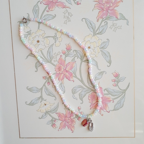 Handmade Pastel Beaded Choker Short Necklace Beach - Picture 2 of 8